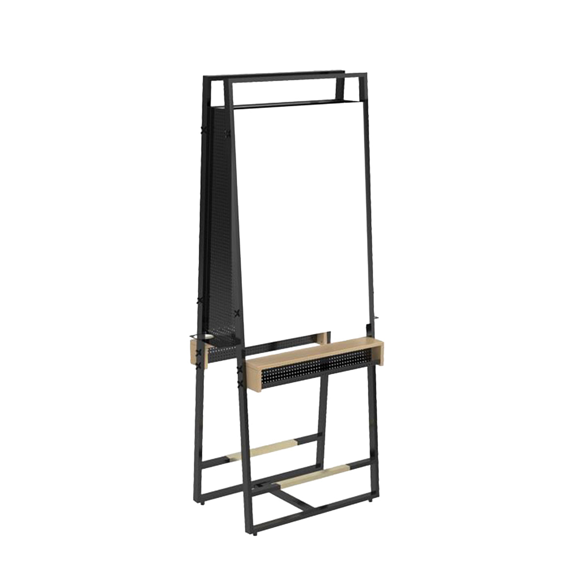 Hairdressing Station LED Central Black Metal Structure and Wood DOUBLE ROB