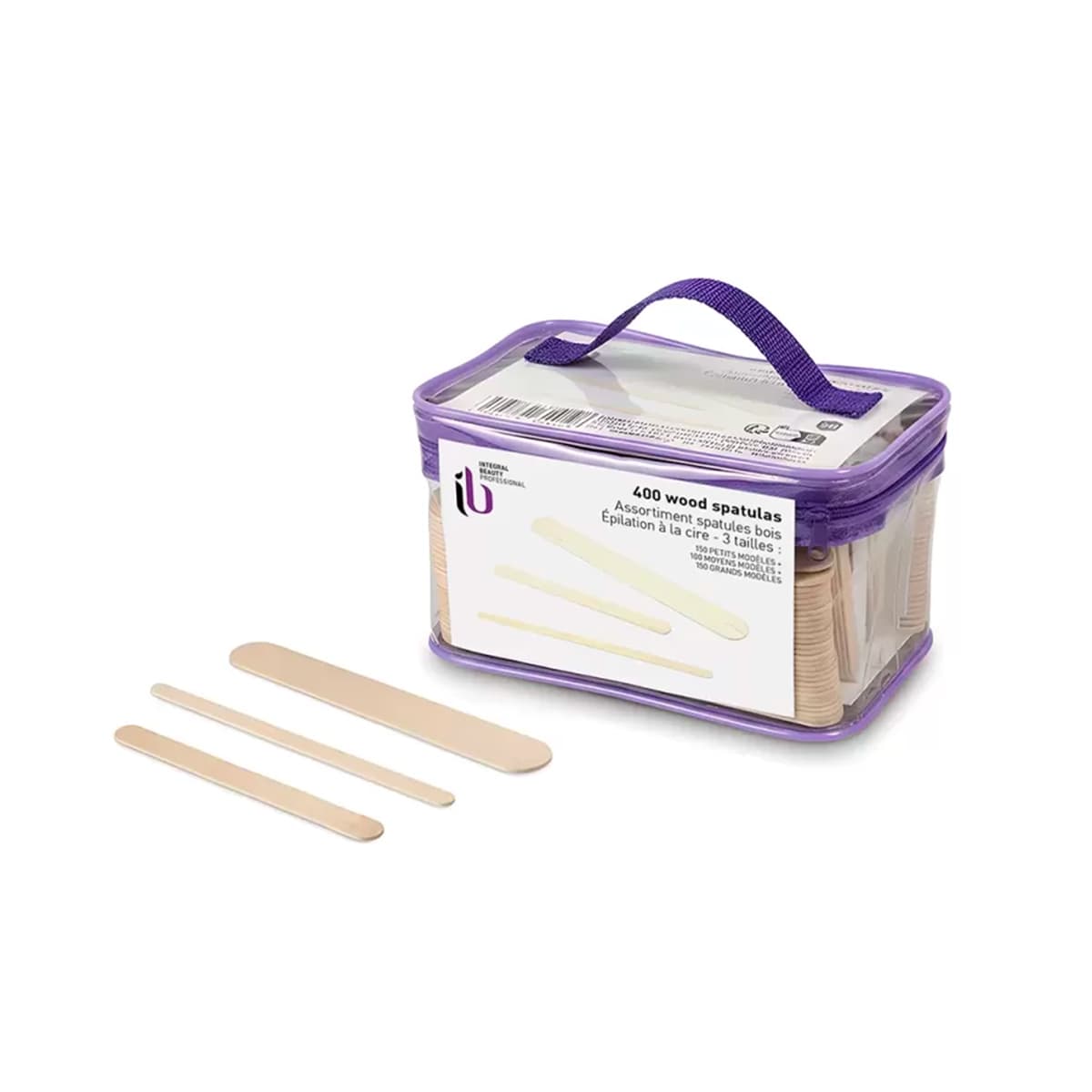 Assorted wooden waxing spatulas, 3 sizes x400