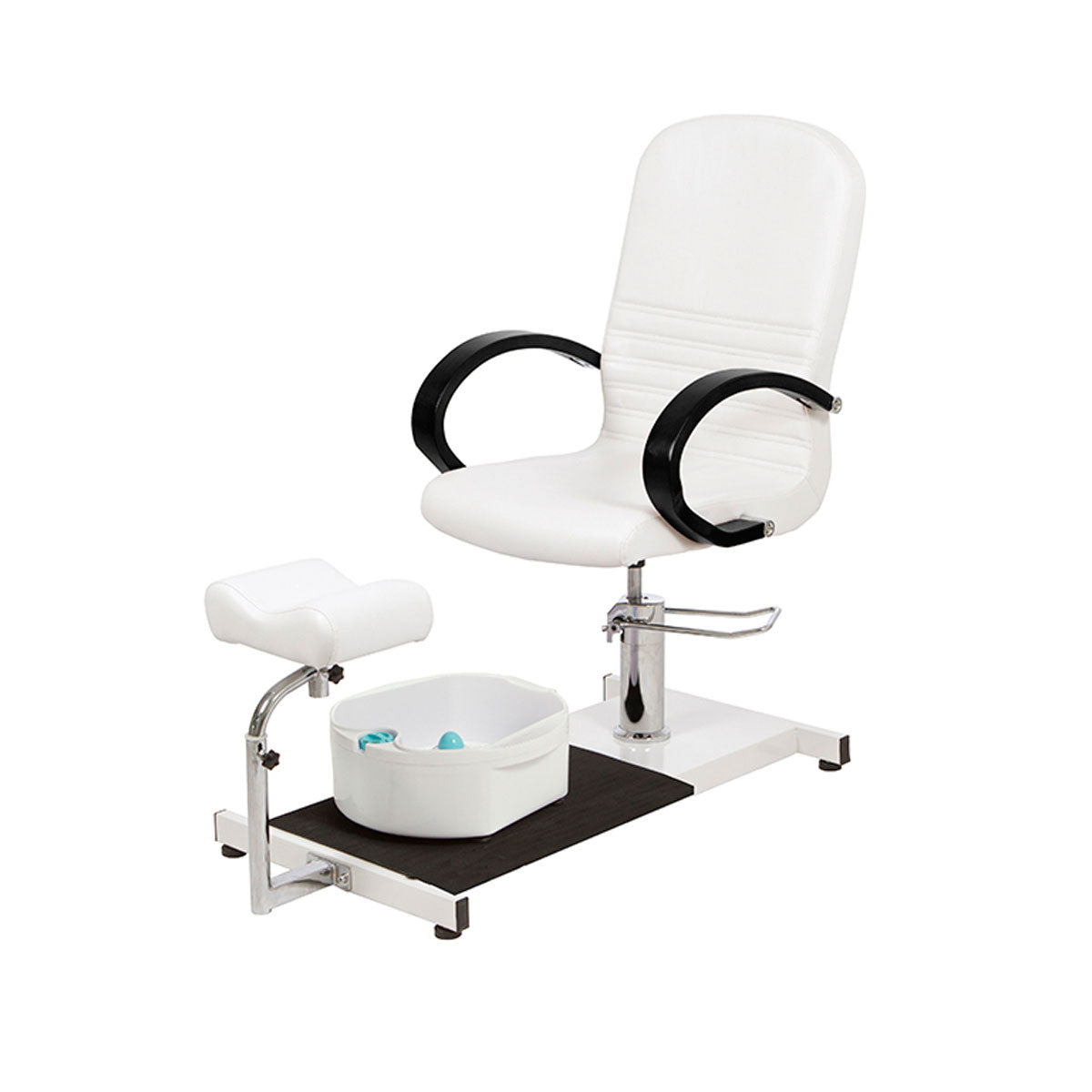 Astra White Pedicure Chair with Wenge Wood Armrests