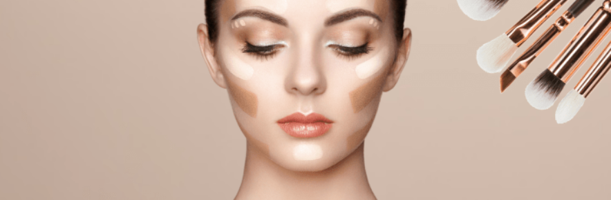 femme avec un contouring maquillage visage