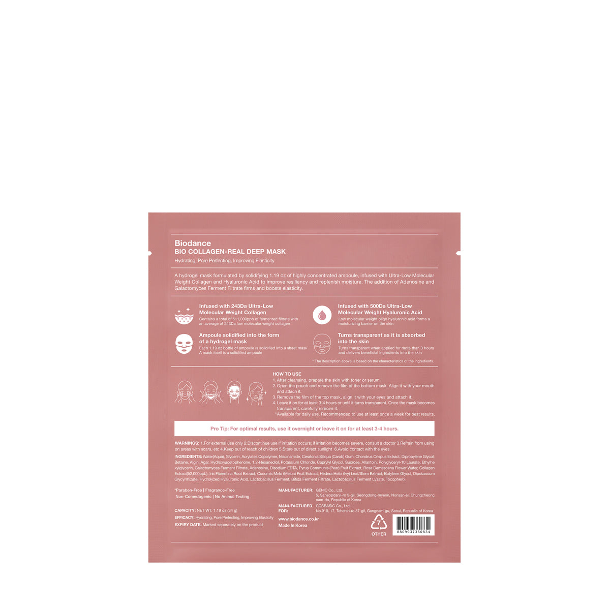 Organic Collagen Face Masks X4