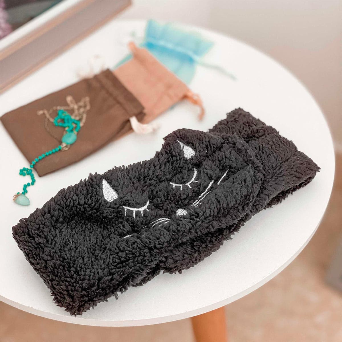 Black Cat Motif Sponge Headband