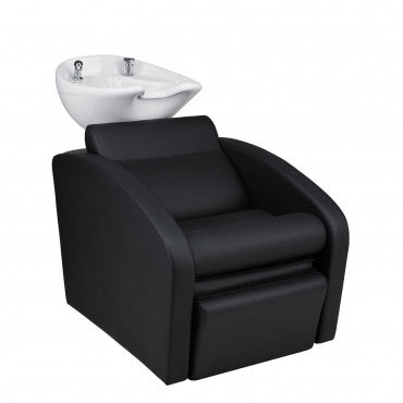 COMFORT Shampoo Unit White Bowl Electric Leg Rest