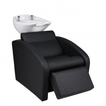 COMFORT Shampoo Unit White Bowl Electric Leg Rest