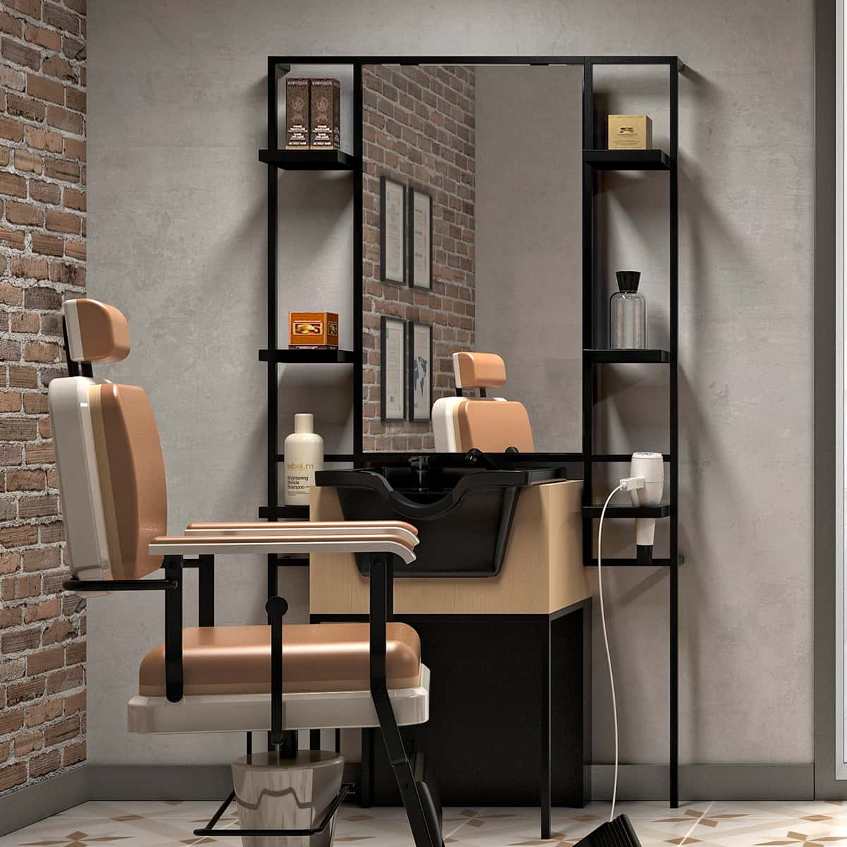 Coiffeuse PUR Noire Eclairage LED