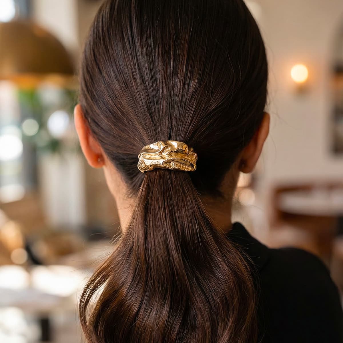 Elastique Cheveux Métallique Doré