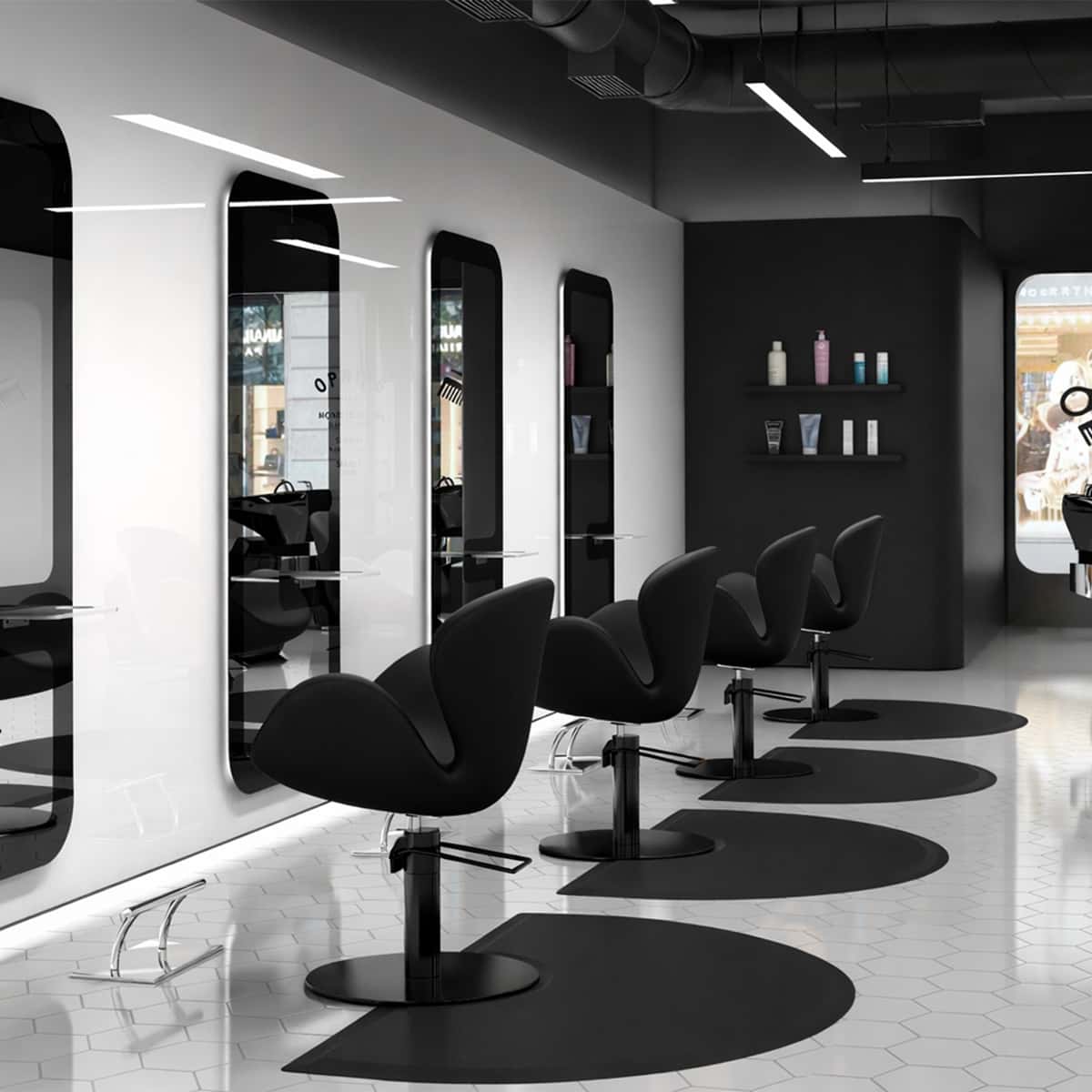 Fauteuil de Coiffure CHLOE Noir Base Etoile Noire