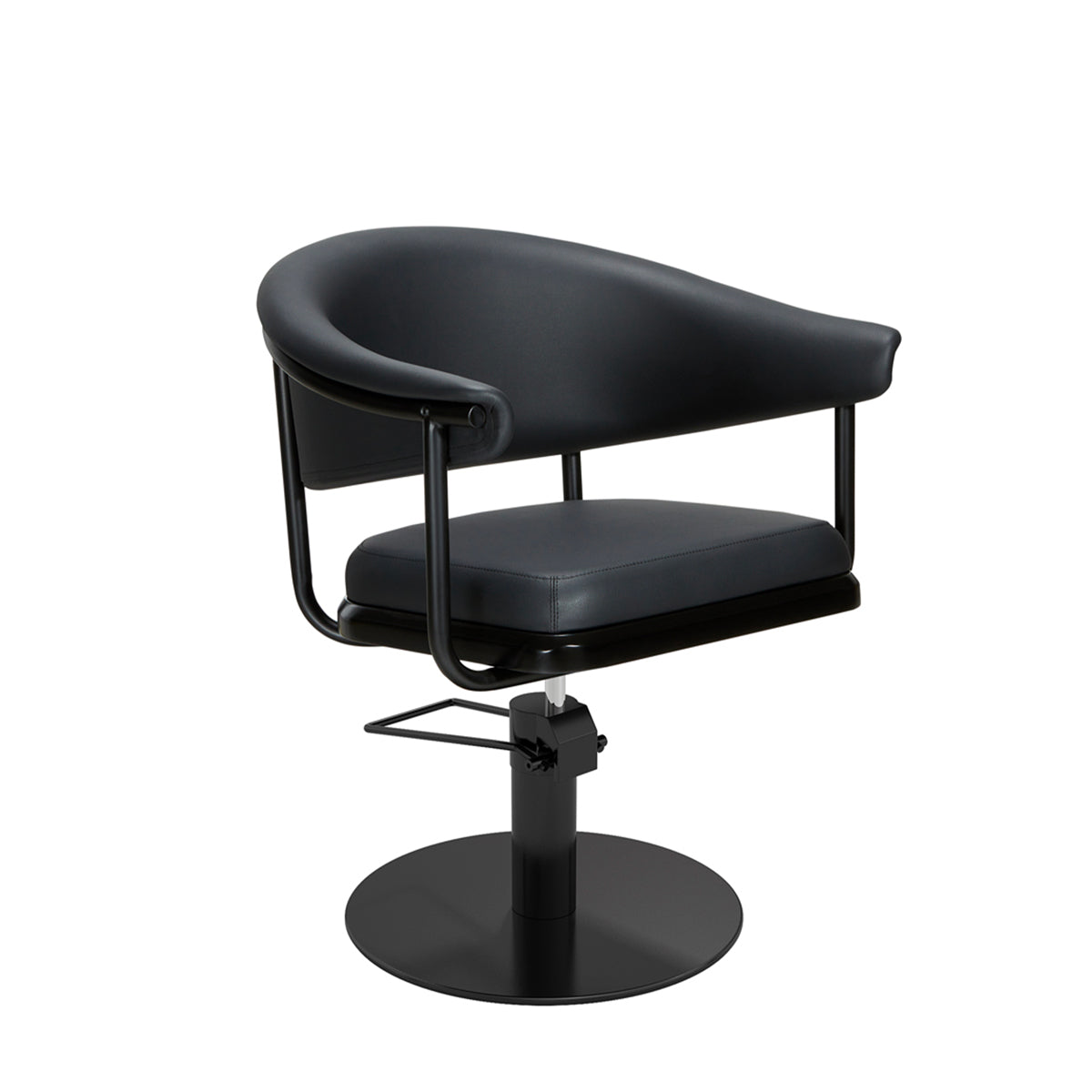 Fauteuil de Coiffure LYRA Noir Base Ronde Noire
