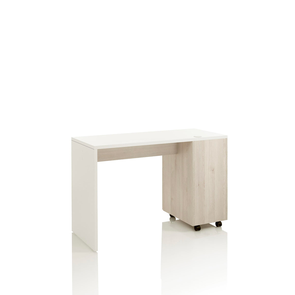 Table Manucure en Mélèze Naturel avec Tiroirs et Placard