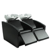 ADRIEN 2-place Backwash Unit with electric leg rest and white basin