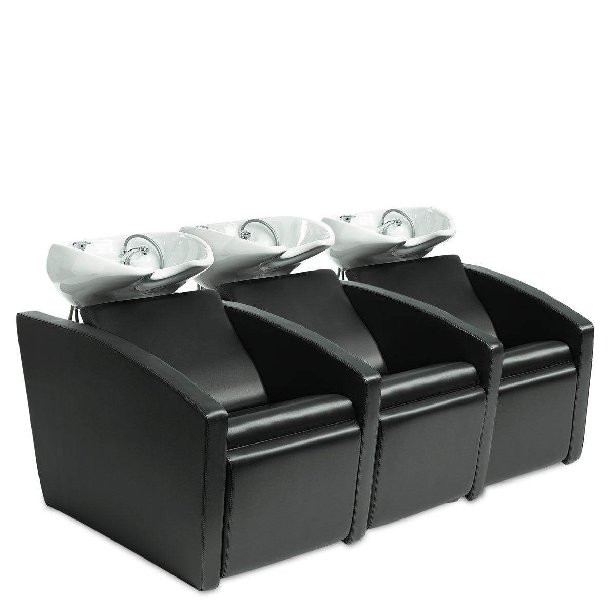 Adrien 3-seater fixed shampoo unit, white bowl