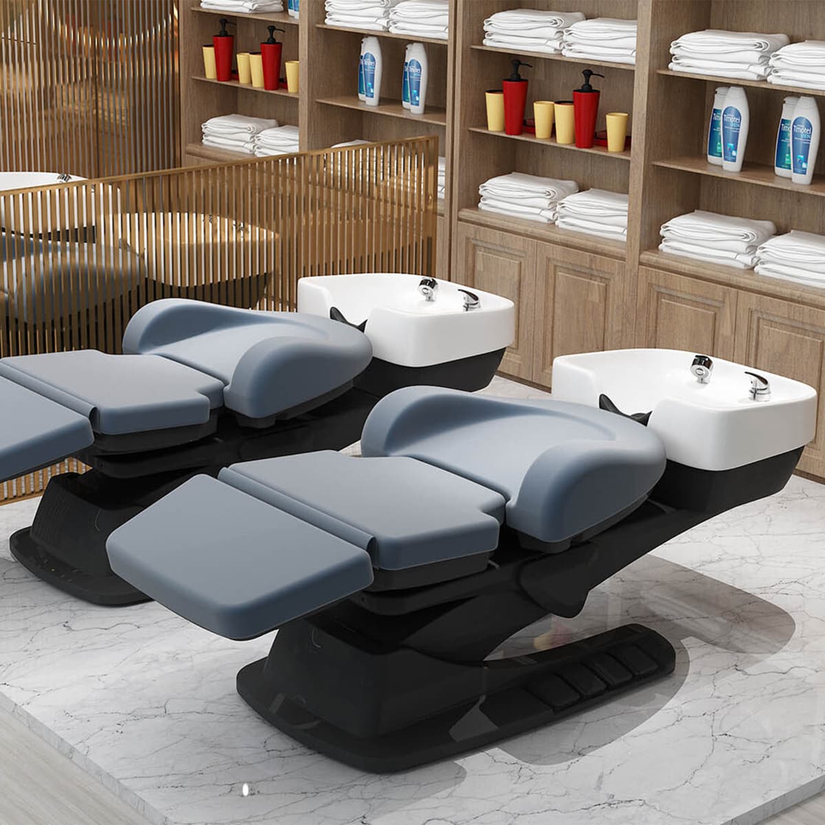 LUCENA Black Backwash Unit with Electric Chair