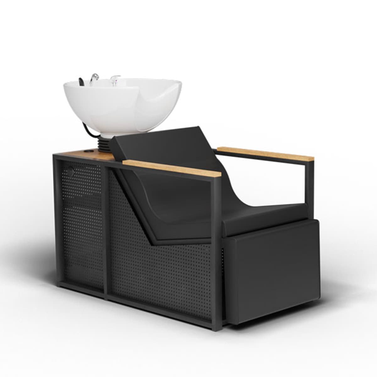 Bac E-BASIL Noir Accoudoirs Bois + Repose-Pieds Electrique