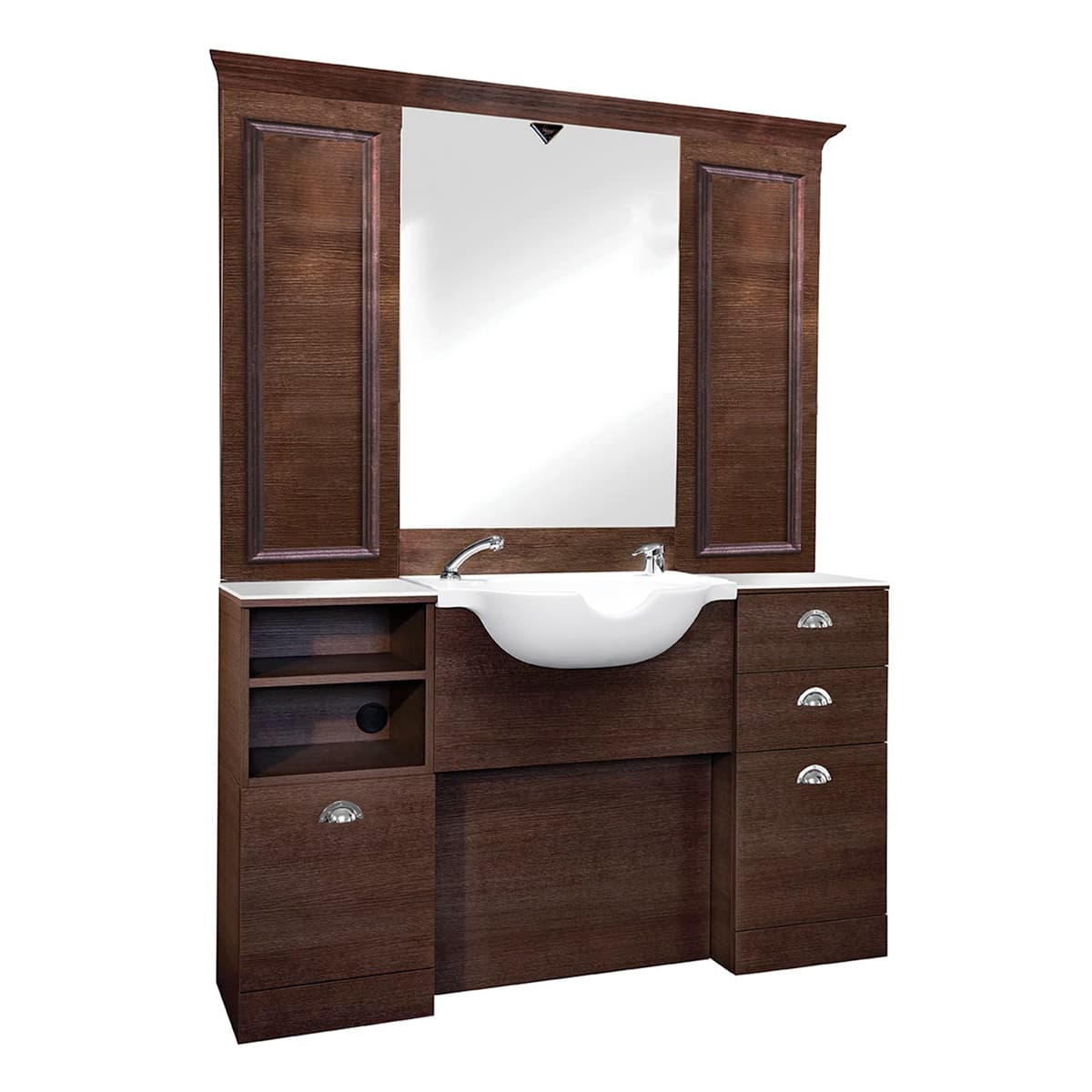 White 40cm protective glass for barber cabinet