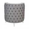 ROYAL I Rounded Padded Ottoman with Buttons Gloss White Frame
