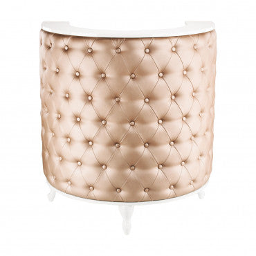 Caisse ROYAL I Arrondie Matelassée avec Boutons  Structure Blanc Gloss
