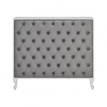 MADAME Quilted Button Chest White Gloss Frame