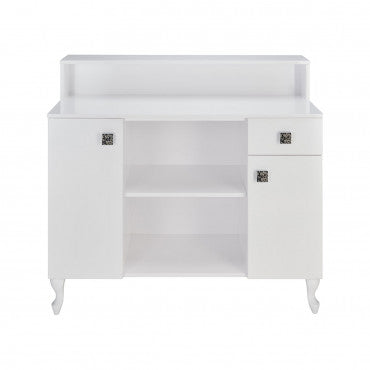 MADAME Quilted Button Chest White Gloss Frame