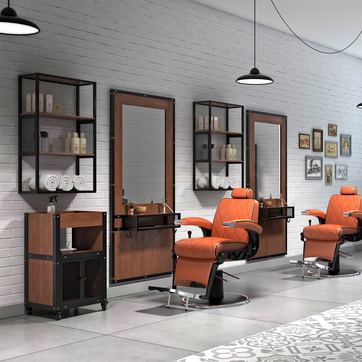 Chariot Barber ALAN Structure Bois et Armature Noire
