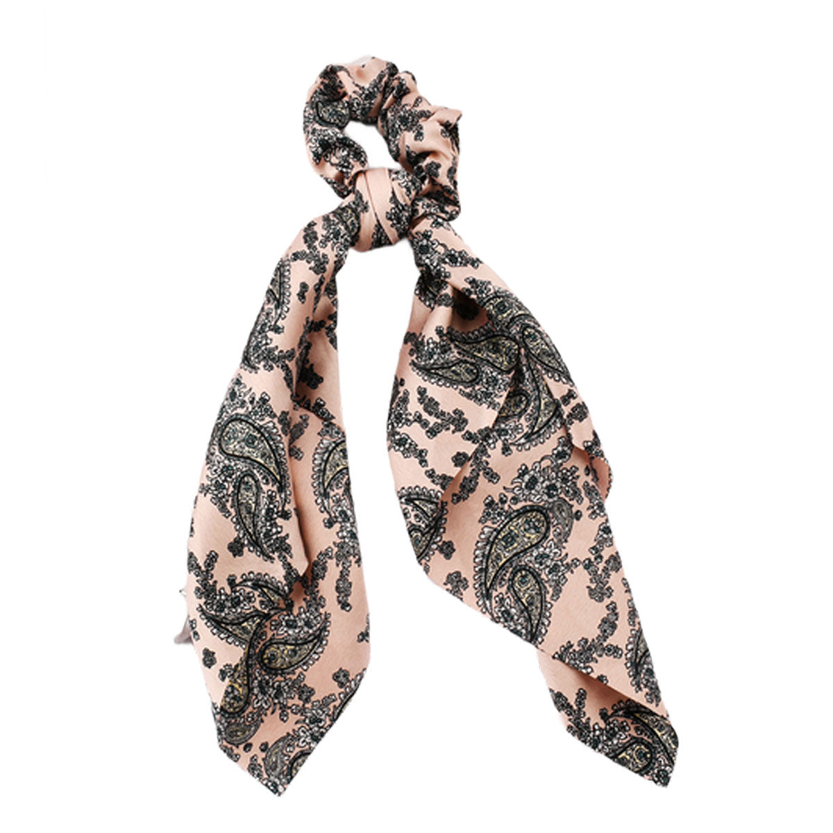 Beige and Black Patterned Scrunchie