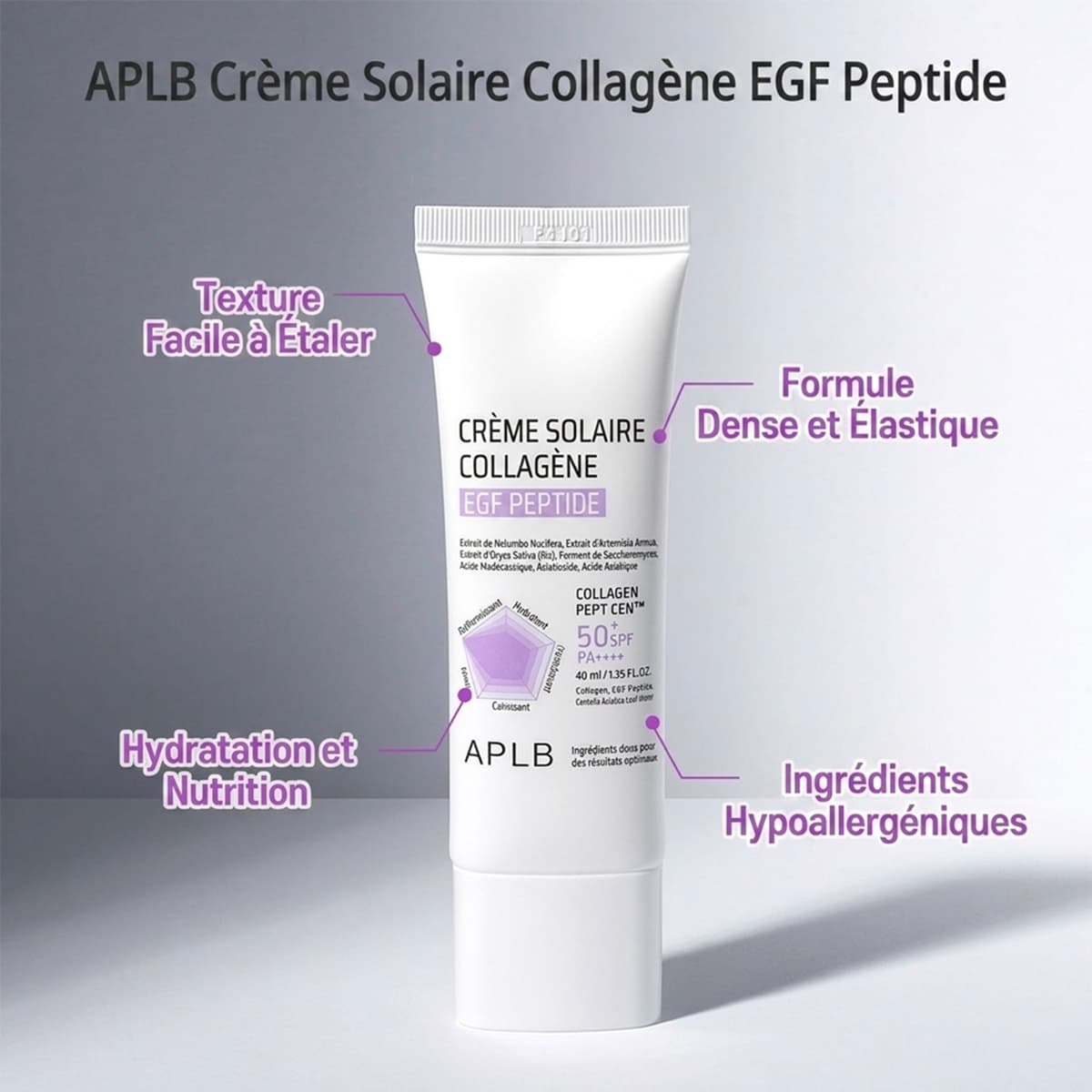 Crème Solaire SPF50+ Collagène EGF Peptides
