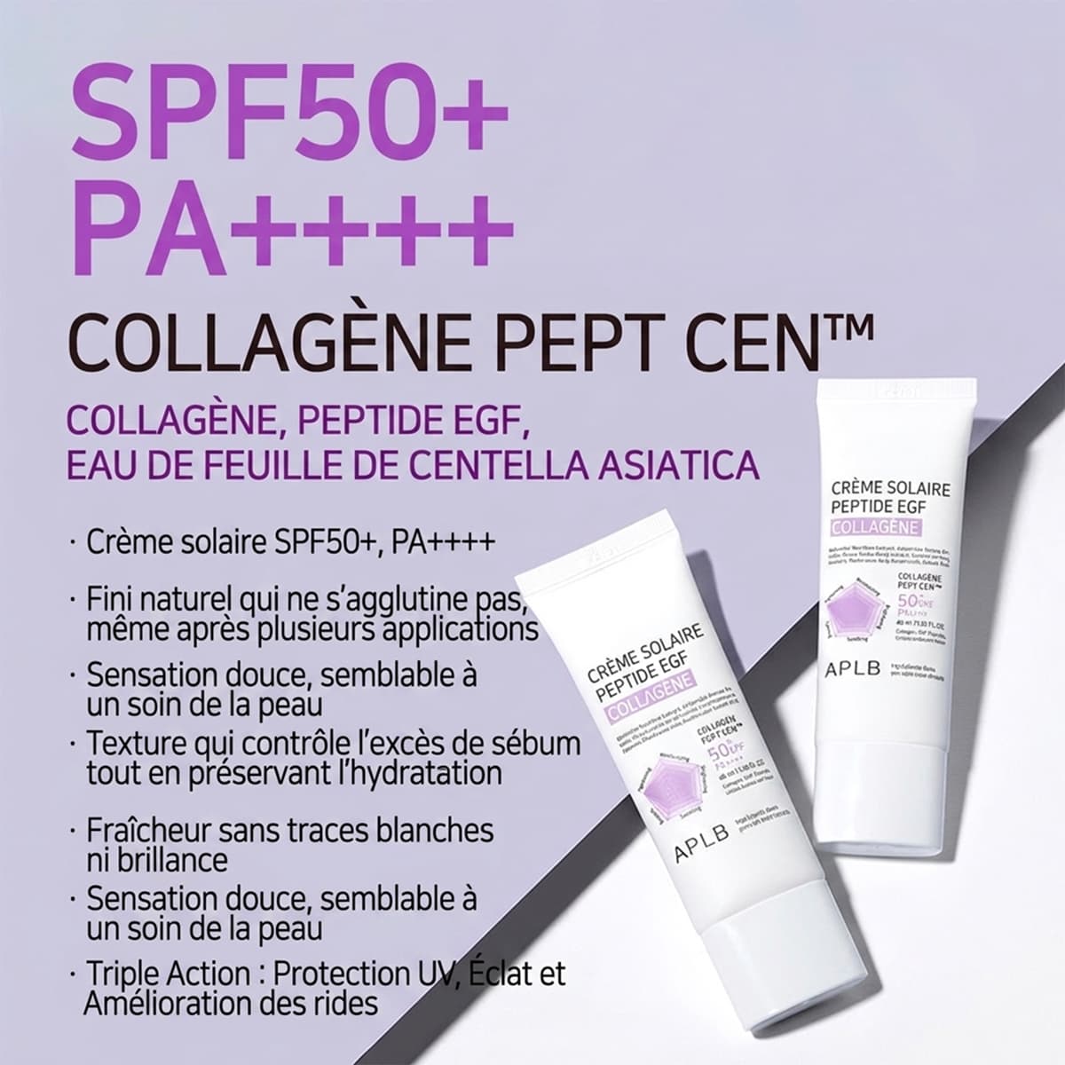 Crème Solaire SPF50+ Collagène EGF Peptides