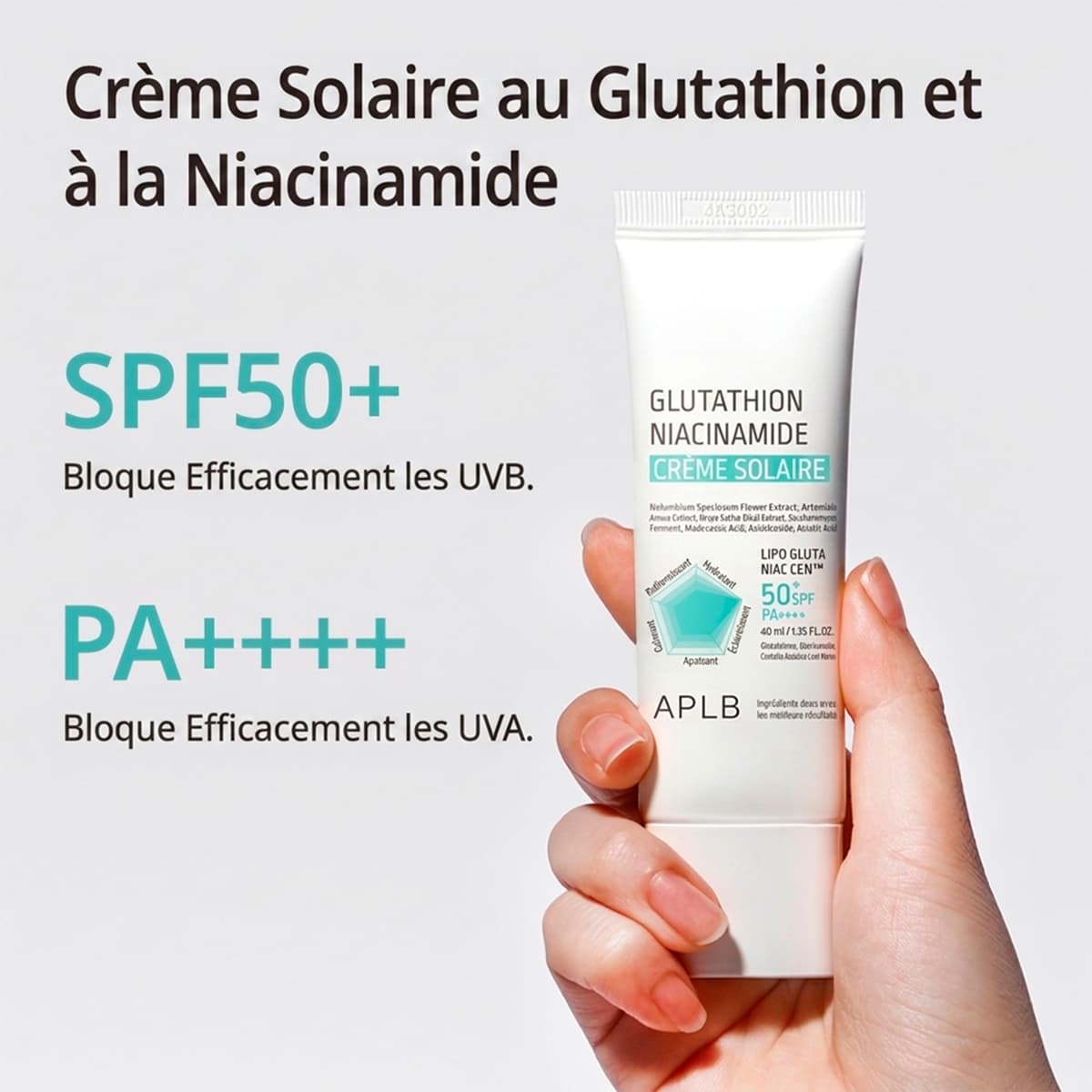 Crème Solaire SPF50+ Glutathione Niacinamide