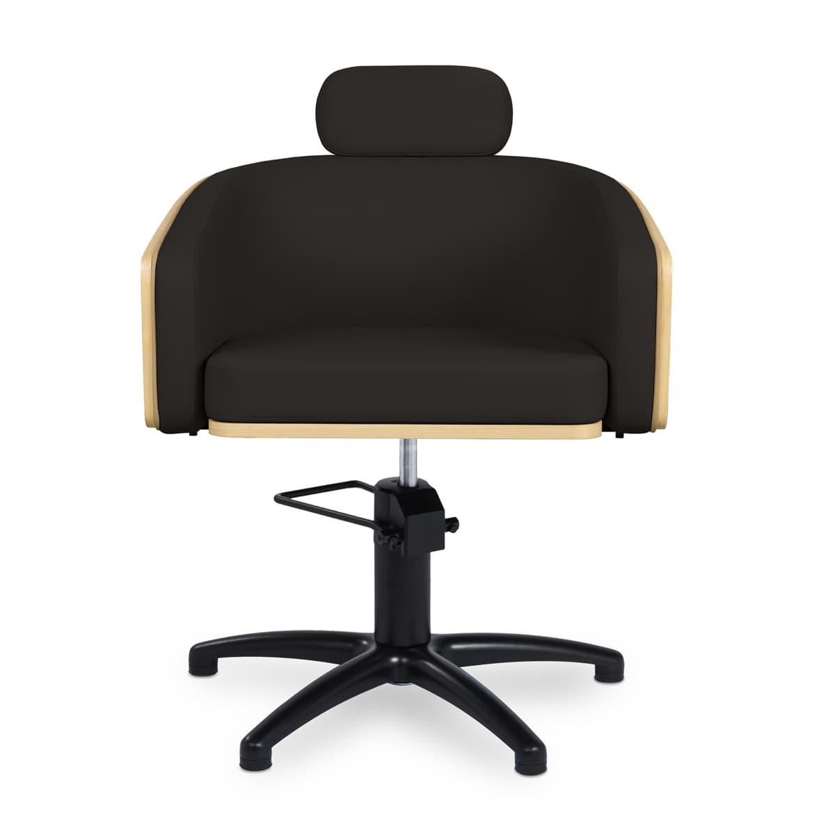 Fauteuil de Coiffure ALYA Noir Dossier Bois Base Etoile Noire