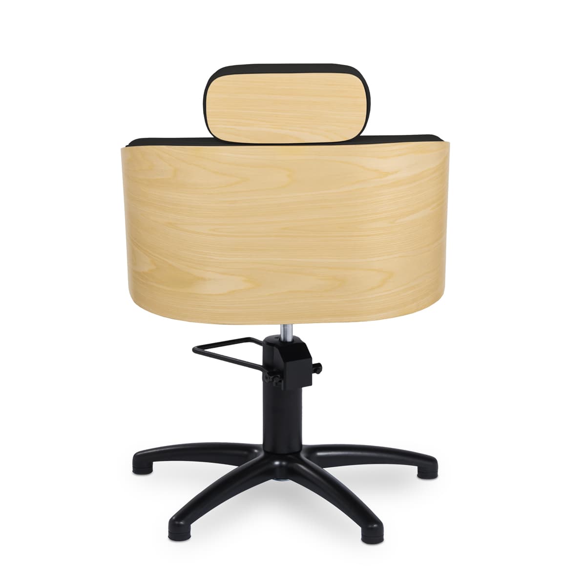 Fauteuil de Coiffure ALYA Noir Dossier Bois Base Etoile Noire