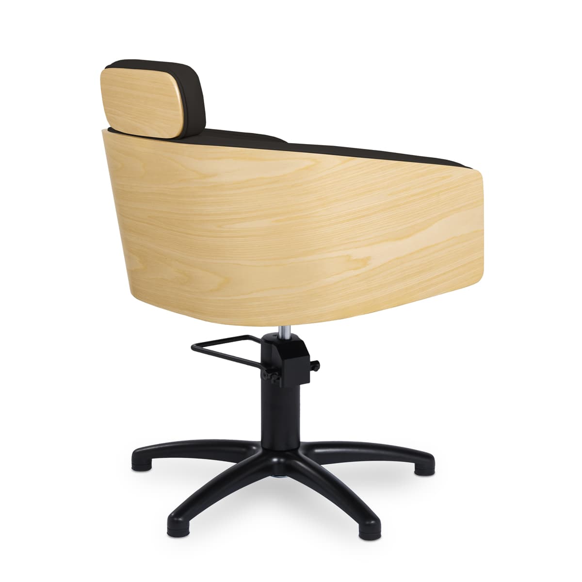 Fauteuil de Coiffure ALYA Noir Dossier Bois Base Etoile Noire