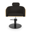 Fauteuil de coiffure ALYA Noir Dossier Bois Base Ronde Noire