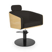 Fauteuil de coiffure ALYA Noir Dossier Bois Base Ronde Noire