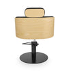 Fauteuil de coiffure ALYA Noir Dossier Bois Base Ronde Noire