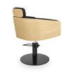 Fauteuil de coiffure ALYA Noir Dossier Bois Base Ronde Noire