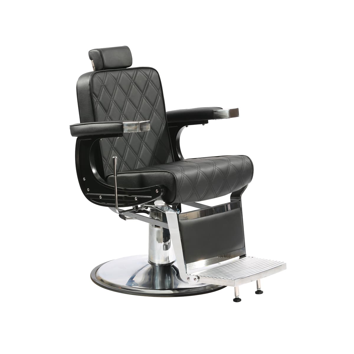 Fauteuil Barbier ASHER Noir Base Ronde Chromée