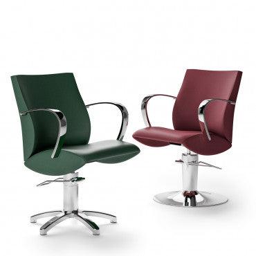 LIONESS armchair with polished steel armrests