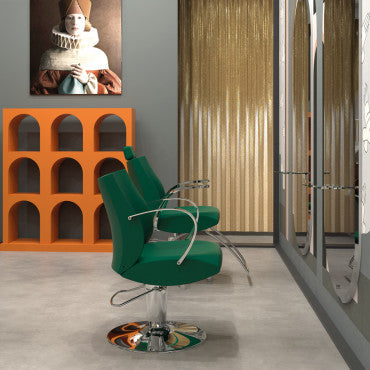 LIONESS armchair with polished steel armrests