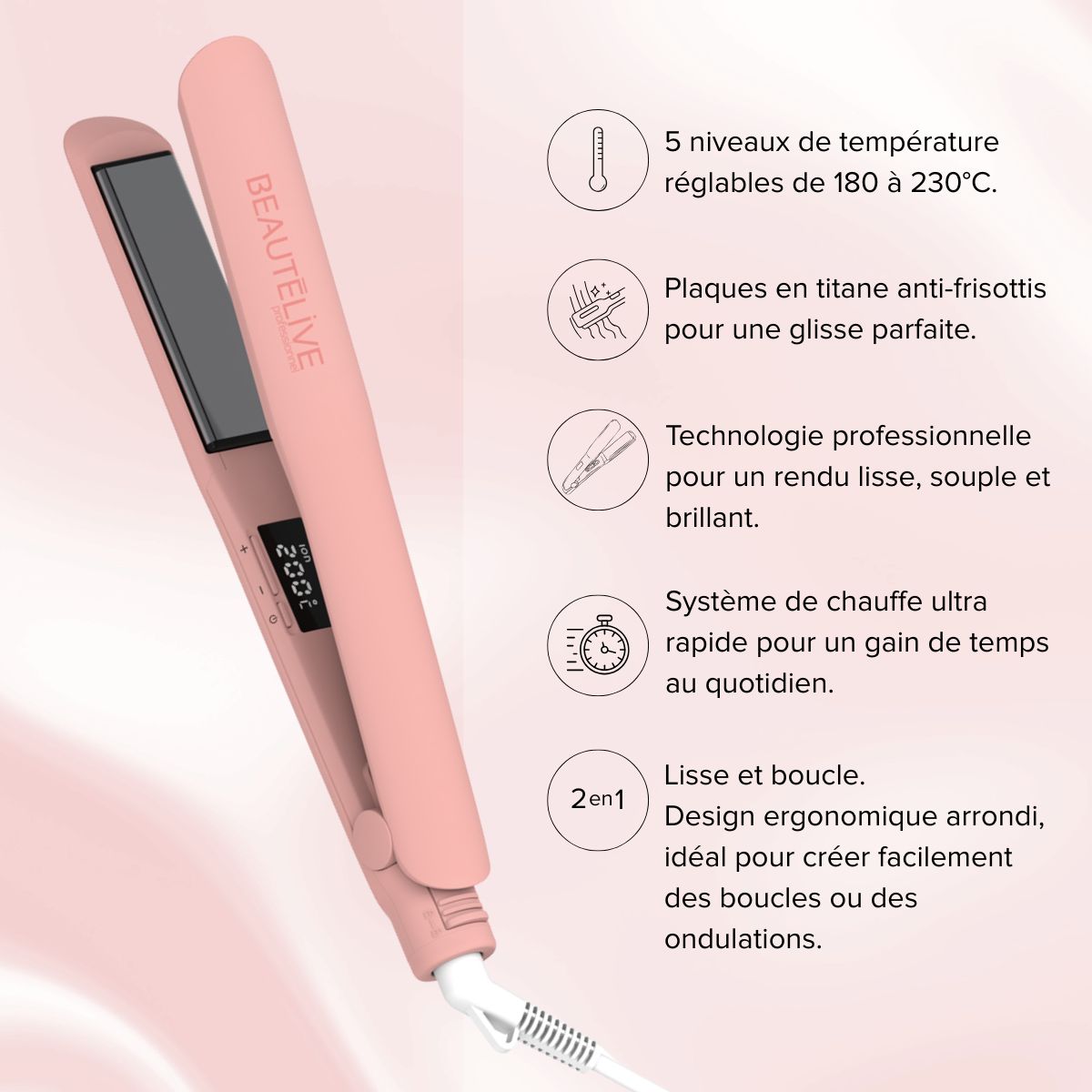 Professional Pink SMOOTH STYLER Hair Straightener