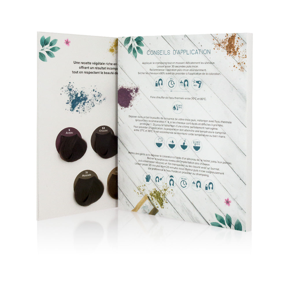 Plant-based hair dye color chart