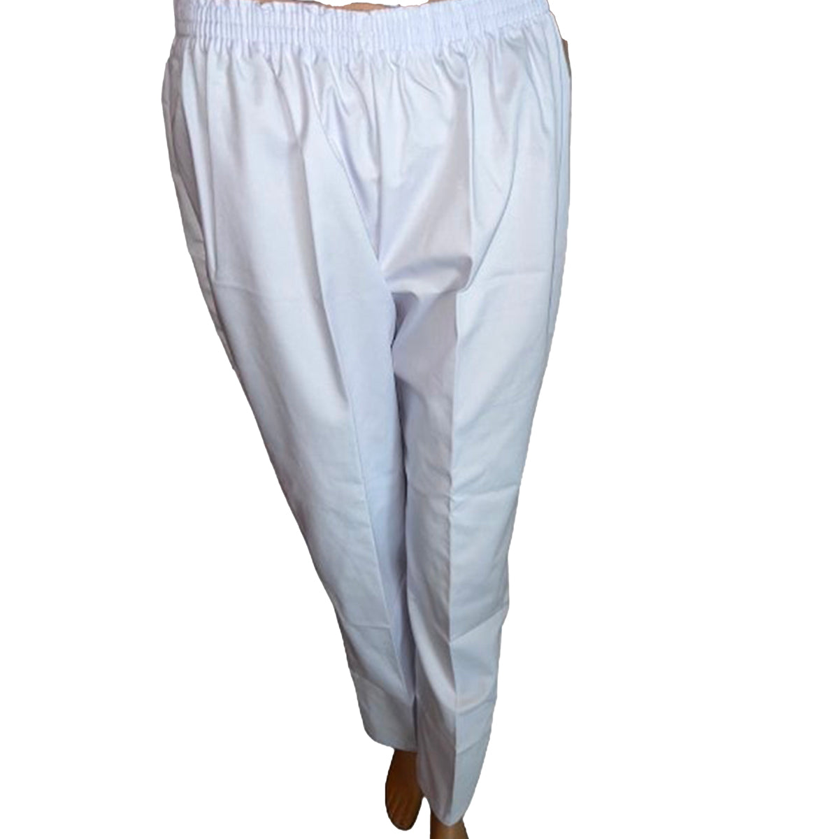 White Elastic Trousers Without Pockets