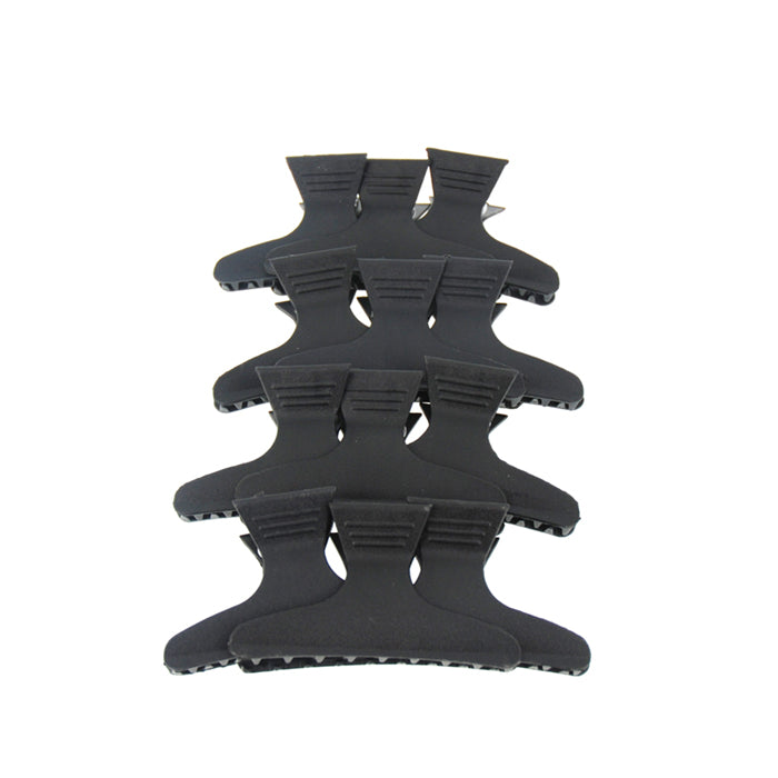 Pack of 12 black crocodile clips