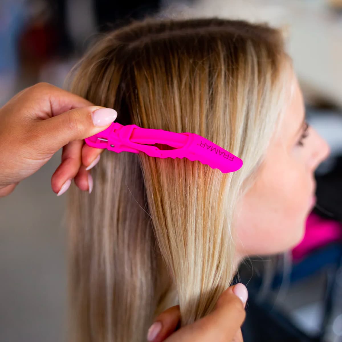 Pink Crocodile Sectioning Clips x4