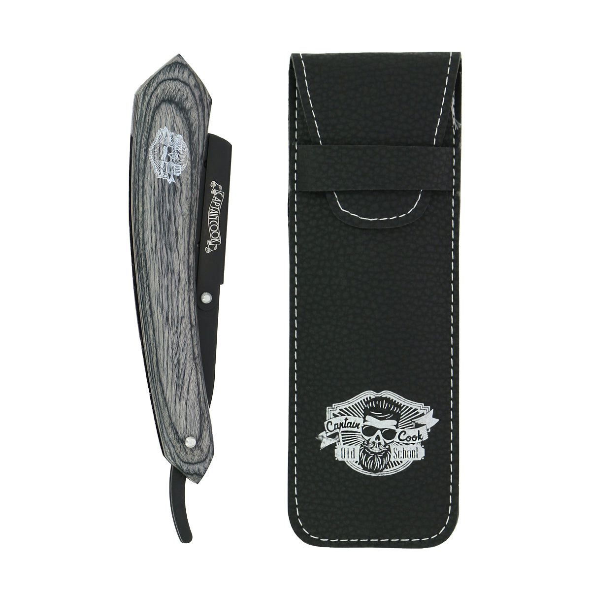 Shavette razor with whitewashed wooden handle