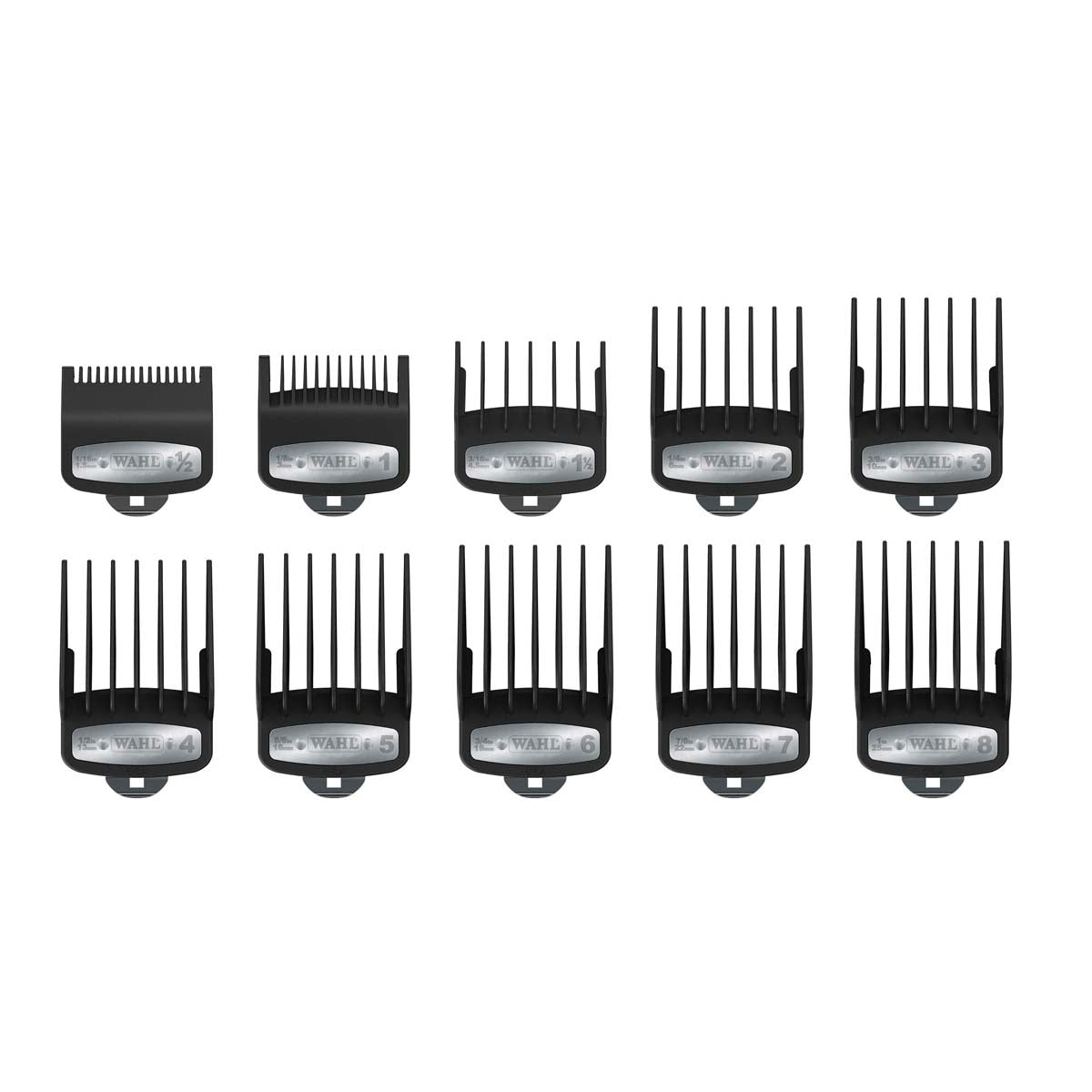 Set of 10 Premium Black Attachment Combs 1.5 to 25mm ref 03421-100