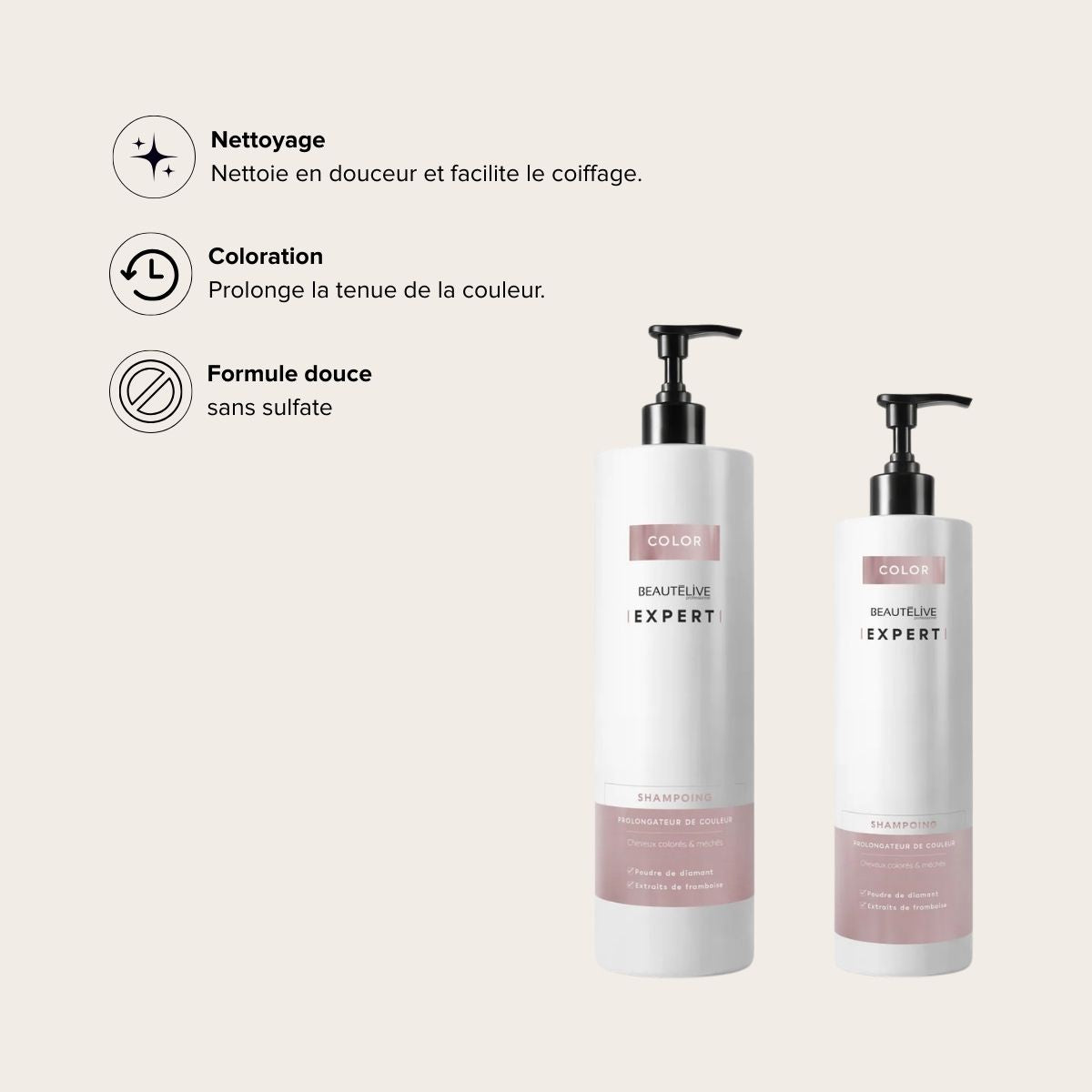Shampoing Prolongateur de Couleur Beautélive Expert Color