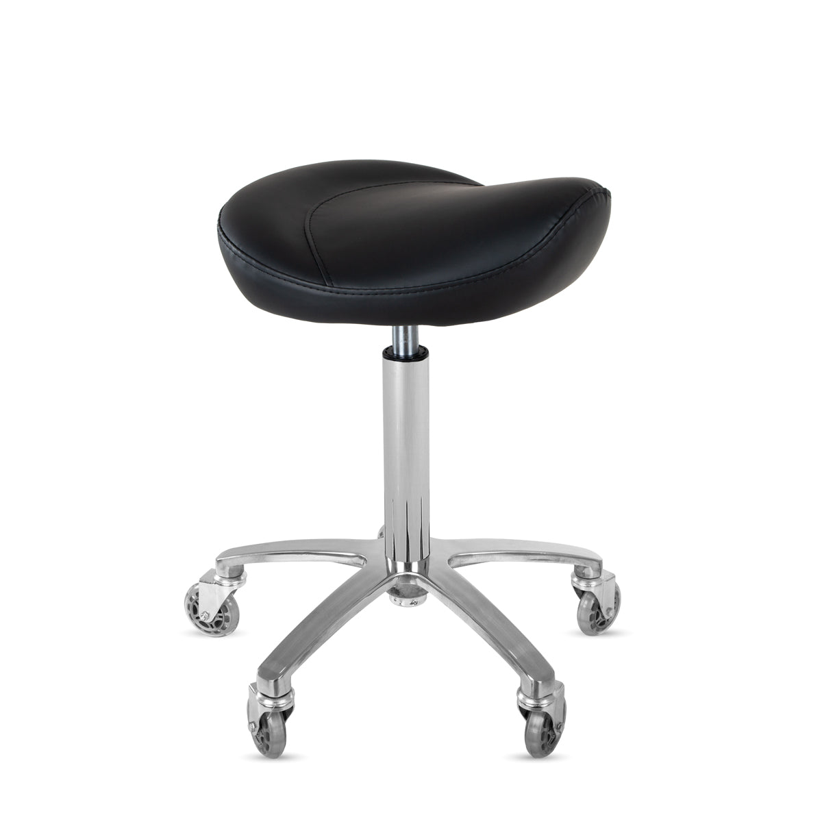 SANTO saddle stool with skateboard wheels