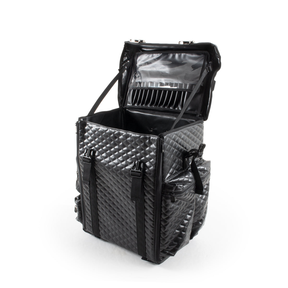 Black Faux Leather 4-Wheel Professional Suitcase VIENNE
